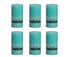 Bolsius Velas rústicas 130x68 mm 6 unidades azul océano