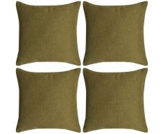 vidaXL Fundas de cojines 4 uds apariencia de lino verde 80x80 cm