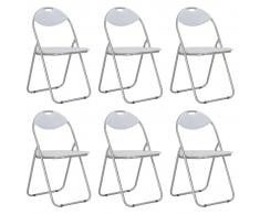 vidaXL Sillas de comedor plegables 6 unidades cuero sintético blanco