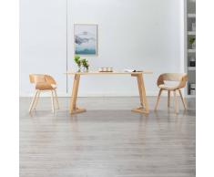 vidaXL Sillas de comedor 2 uds madera curvada y cuero sintético crema