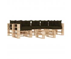 vidaXL Set muebles de palés de jardín 7 pzas madera cojines gris taupe