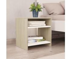 vidaXL Mesita de noche aglomerado blanco y roble Sonoma 40x30x40 cm