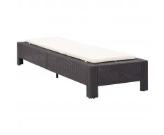 vidaXL Tumbona con cojín de ratán sintético negro