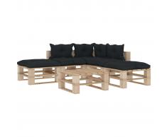 vidaXL Muebles de palés de jardín 6 pzas madera cojines gris antracita