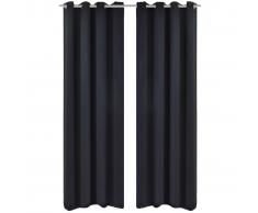 vidaXL Cortinas opacas 2 piezas con ojales de metal 135x175 cm negras