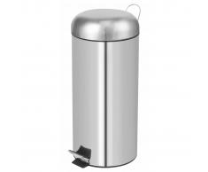 Perel Cubo de basura de pedal redondo 30 L plateado HP100104