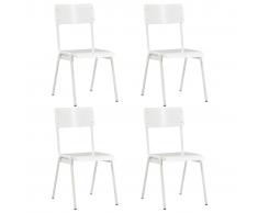 vidaXL Sillas de comedor 4 uds madera contrachapada y acero blanco
