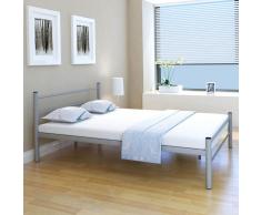 vidaXL Cama de matrimonio con colchón viscoelástico metal gris 140x200