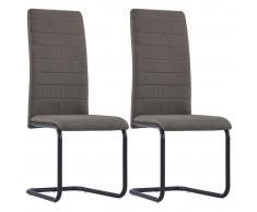 vidaXL Sillas de comedor 2 unidades tela gris topo