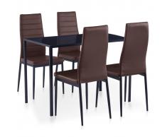 vidaXL Conjunto de mesa y sillas de comedor 5 piezas marrón