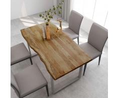 vidaXL Mesa de comedor de madera maciza de acacia 160x80x76 cm