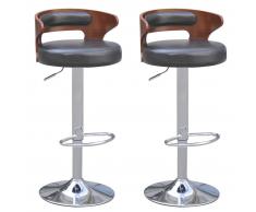 vidaXL Taburetes de bar 2 uds de madera curvada cuero artificial negro