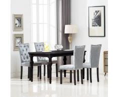 vidaXL Sillas de comedor 4 unidades terciopelo plateado