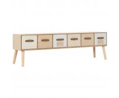 vidaXL Mueble para TV con 6 cajones madera maciza de pino 130x30x40 cm