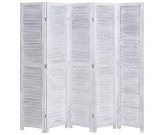 vidaXL Biombo divisor de 5 paneles madera gris 175x165 cm