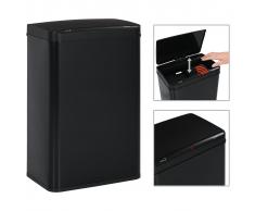 vidaXL Papelera con sensor automático de acero negro 60 L