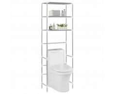 vidaXL Estante encima del inodoro 3 niveles plateado 53x28x169 cm