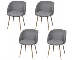 vidaXL Sillas de comedor 4 unidades tela gris claro
