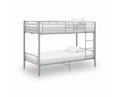 vidaXL Cama litera de metal gris 90x200 cm