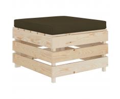 vidaXL Otomana de palés de jardín madera con cojín gris taupe
