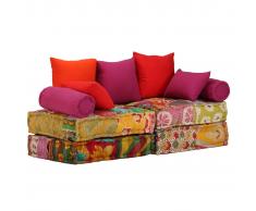vidaXL Sofá cama modular de 2 plazas de tela Patchwork
