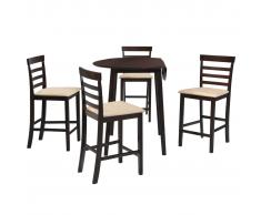 vidaXL Set mesa y sillas de bar 5 piezas madera maciza marrón oscuro