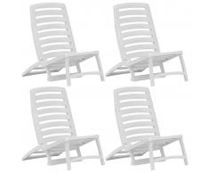 vidaXL Silla de playa plegable de plástico 4 unidades blanco