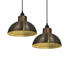 vidaXL lámparas colgantes de techo semiesféricas color cobre 2 uds