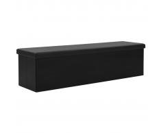 vidaXL Banco de almacenaje plegable piel sintética 150x38x38 cm negro