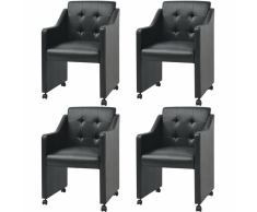 vidaXL Sillas de comedor 4 unidades cuero sintético negro