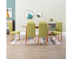 vidaXL Sillas de comedor 6 unidades de tela verde