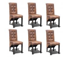 vidaXL Sillas de comedor 6 unidades cuero sintético marrón