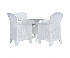 vidaXL Juego de comedor para jardín 5 piezas plástico blanco