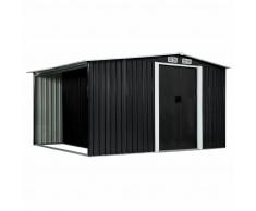 vidaXL Cobertizo jardín puertas correderas acero gris 329,5x205x178 cm