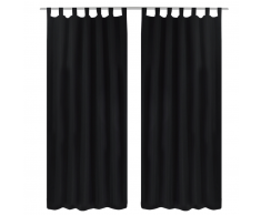 vidaXL 2 cortinas negras micro-satinadas con trabillas, 140 x 245 cm