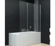 vidaXL Mampara de ducha plegable 3 paneles ESG 130x138 cm