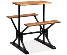 vidaXL Mesa de bar con bancos madera maciza de acacia 80x50x107 cm