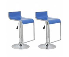 vidaXL Taburete de cocina bar con respaldo de plástico azul, 2 unidades