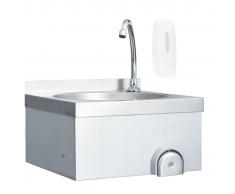 vidaXL Fregadero lavamanos comercial con grifo de acero inoxidable