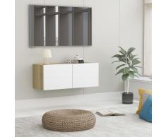 vidaXL Mueble para TV aglomerado blanco y roble Sonoma 80x30x30 cm