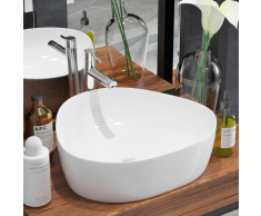 vidaXL Lavabo triangular de cerámica blanco 50,5x41x12 cm