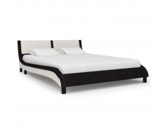 vidaXL Estructura de cama cuero sintético blanco y negro 120x200 cm