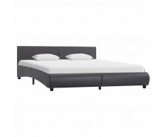 vidaXL Estructura de cama de cuero sintético gris 180x200 cm