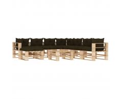 vidaXL Set muebles de palés de jardín 9 pzas madera cojines gris taupe