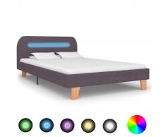 vidaXL Estructura de cama con LED tela gris topo 120x200 cm