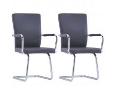vidaXL Sillas de comedor 2 unidades cuero sintético gris
