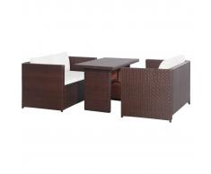vidaXL Set muebles de jardín 3 pzas con cojines ratán sintético marrón