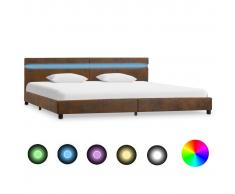 vidaXL Estructura de cama con LED tela marrón 180x200 cm
