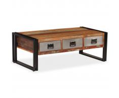 vidaXL Mesa de centro 3 cajones madera maciza reciclada 100x50x35 cm