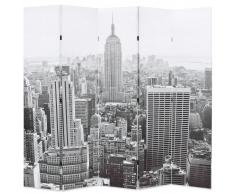 vidaXL Biombo divisor plegable 200x180 cm Nueva York blanco y negro